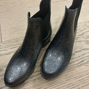 Sparkly Silver Ankle rain Boots
